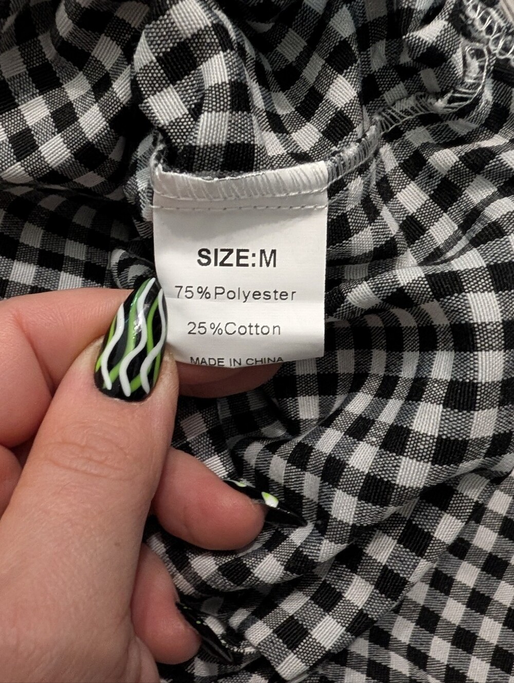 Black White Gingham Bermuda Shorts Medium Cottagecore Soft Goth Retro - Picture 9 of 12